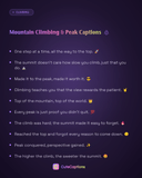 Mountain Climbing & Peak Captions