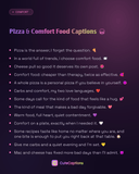Pizza & Comfort Food Captions