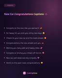 New Car Congratulations Captions