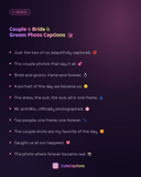 Couple & Bride & Groom Photo Captions