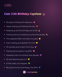 Cute 20th Birthday Captions