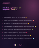 20th Birthday Captions for Daughter & Sibling