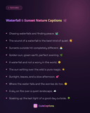 Waterfall & Sunset Nature Captions