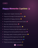 Happy Memories Captions