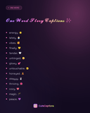 One Word Story Captions