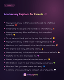 Anniversary Captions for Parents