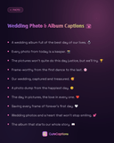 Wedding Photo & Album Captions