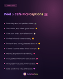 Pool & Cafe Pics Captions