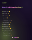 Short 21st Birthday Captions