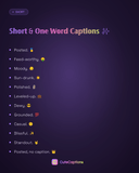 Short & One Word Captions