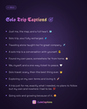 Solo Trip Captions