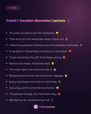 Travel & Vacation Memories Captions