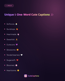 Unique & One-Word Cute Captions
